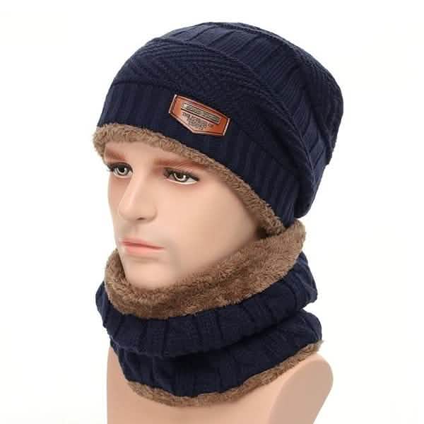 Men And Women Knitted Winter Scarf & Hat Fleece Lined Bonnet Beanies DailySale