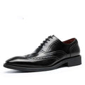 Men Black Leather Shoes Rubber Sole Brogues