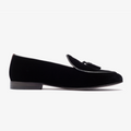 Men's Black Velvet Tassel Loafer Del Toro Shoes