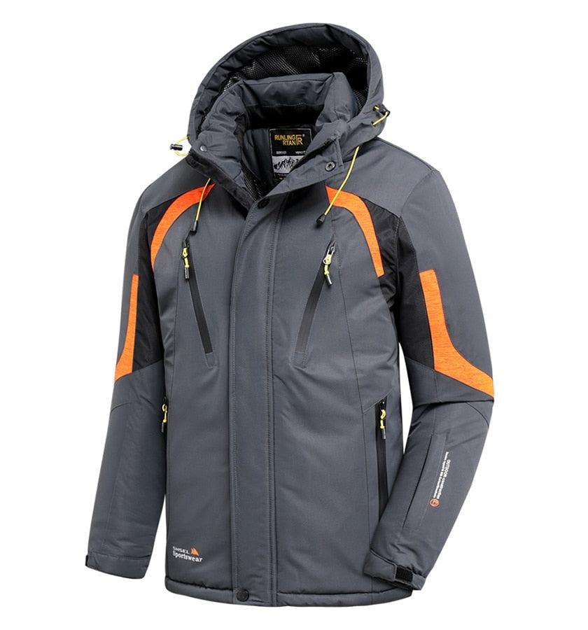 Men Blue Winter Outdoor Jacket New Ski Snow Warm Jacket Coat New Design Stylish Men's Breathable Jacket Comfortable Casual Hooded Waterproof Thick Fleece Jackets For Men Detachable Hood Jacket Stevvex