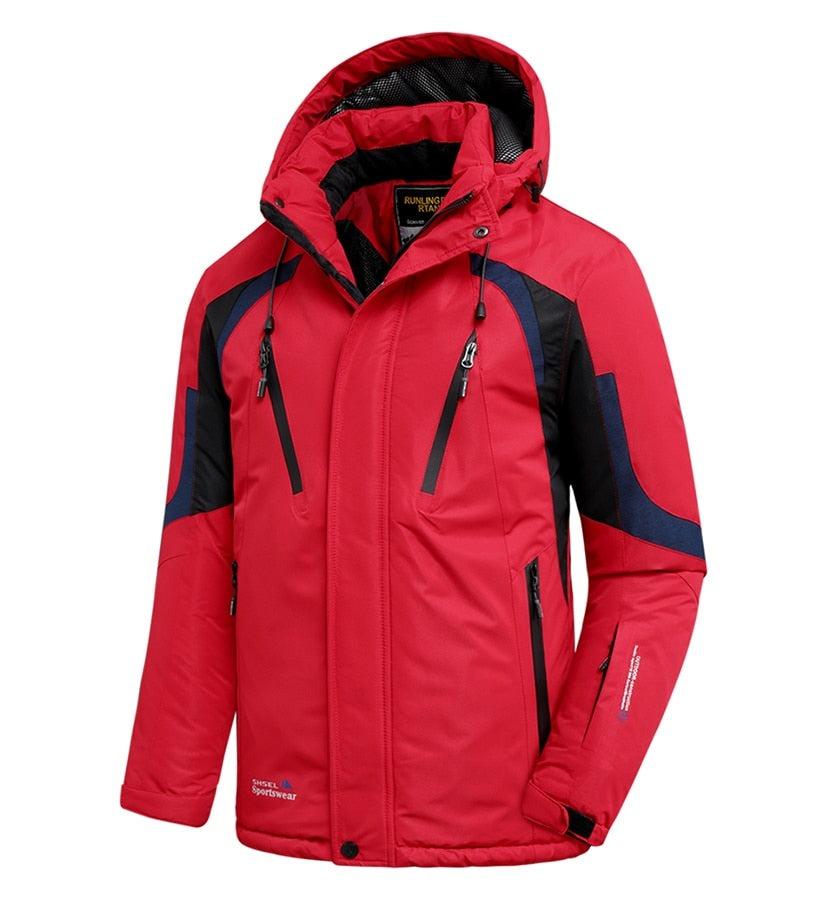 Men Blue Winter Outdoor Jacket New Ski Snow Warm Jacket Coat New Design Stylish Men's Breathable Jacket Comfortable Casual Hooded Waterproof Thick Fleece Jackets For Men Detachable Hood Jacket Stevvex