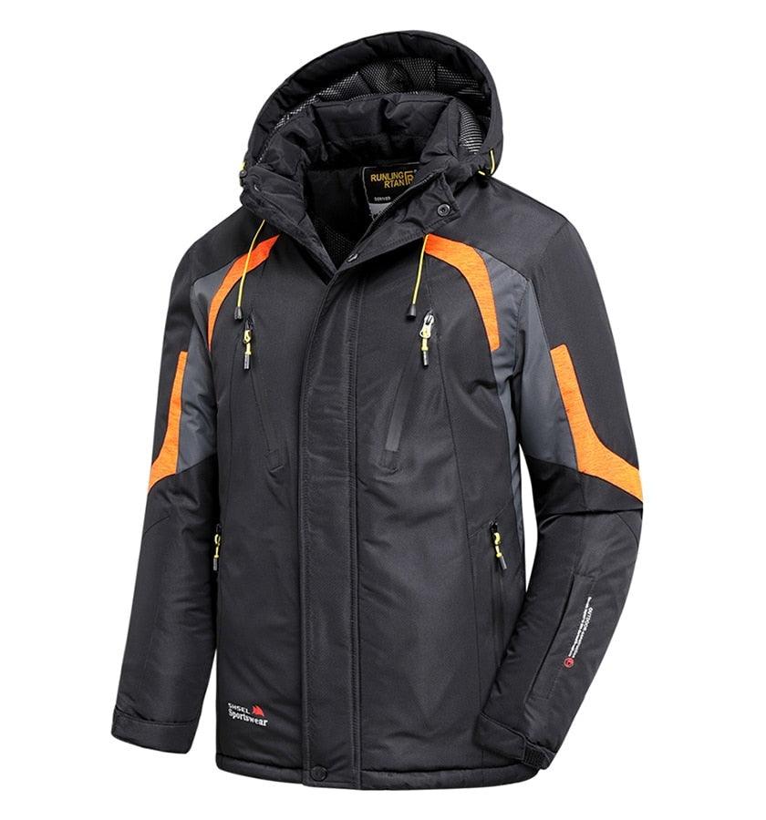 Men Blue Winter Outdoor Jacket New Ski Snow Warm Jacket Coat New Design Stylish Men's Breathable Jacket Comfortable Casual Hooded Waterproof Thick Fleece Jackets For Men Detachable Hood Jacket Stevvex