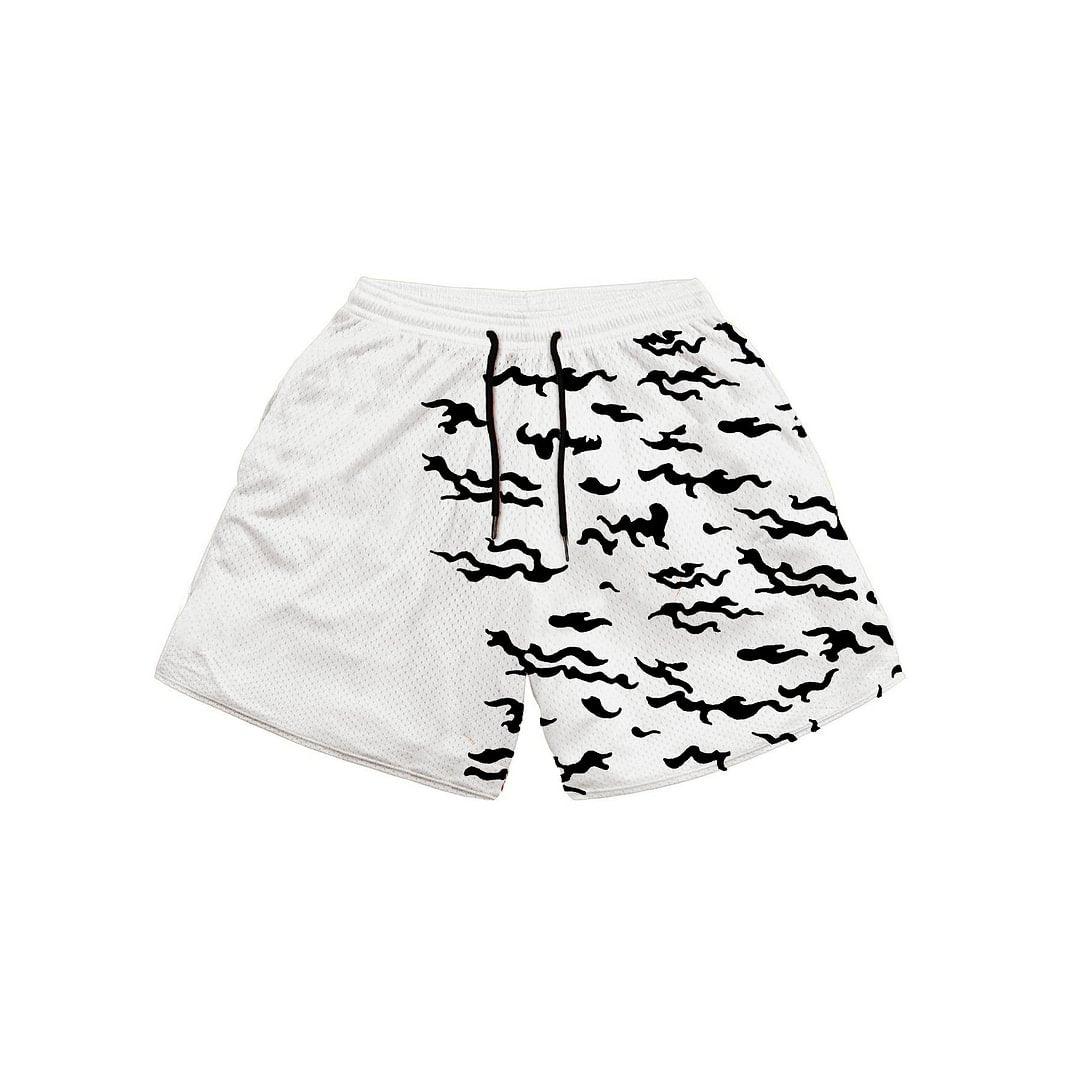 Men's Beach Short Trunks Summer Casual Shorts Gym Sport Quick Dry Mesh Shorts Running Basketball Shorts For Male Mesh Breathable Pants with Elastic Waist Drawstring and Pockets