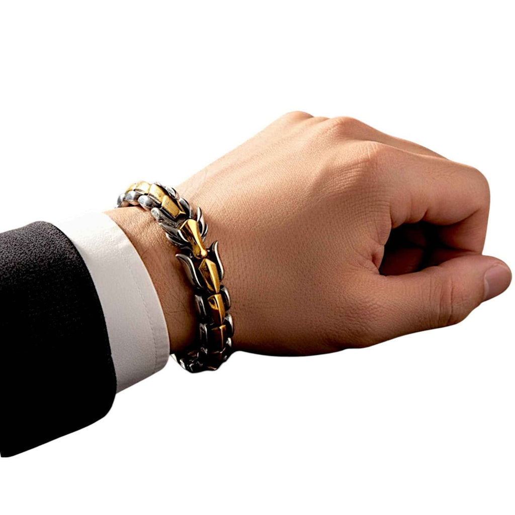 Mens Dragon Scale Bracelet Alloy Metal Symmetrical Wrist Bangle Dashing Nova