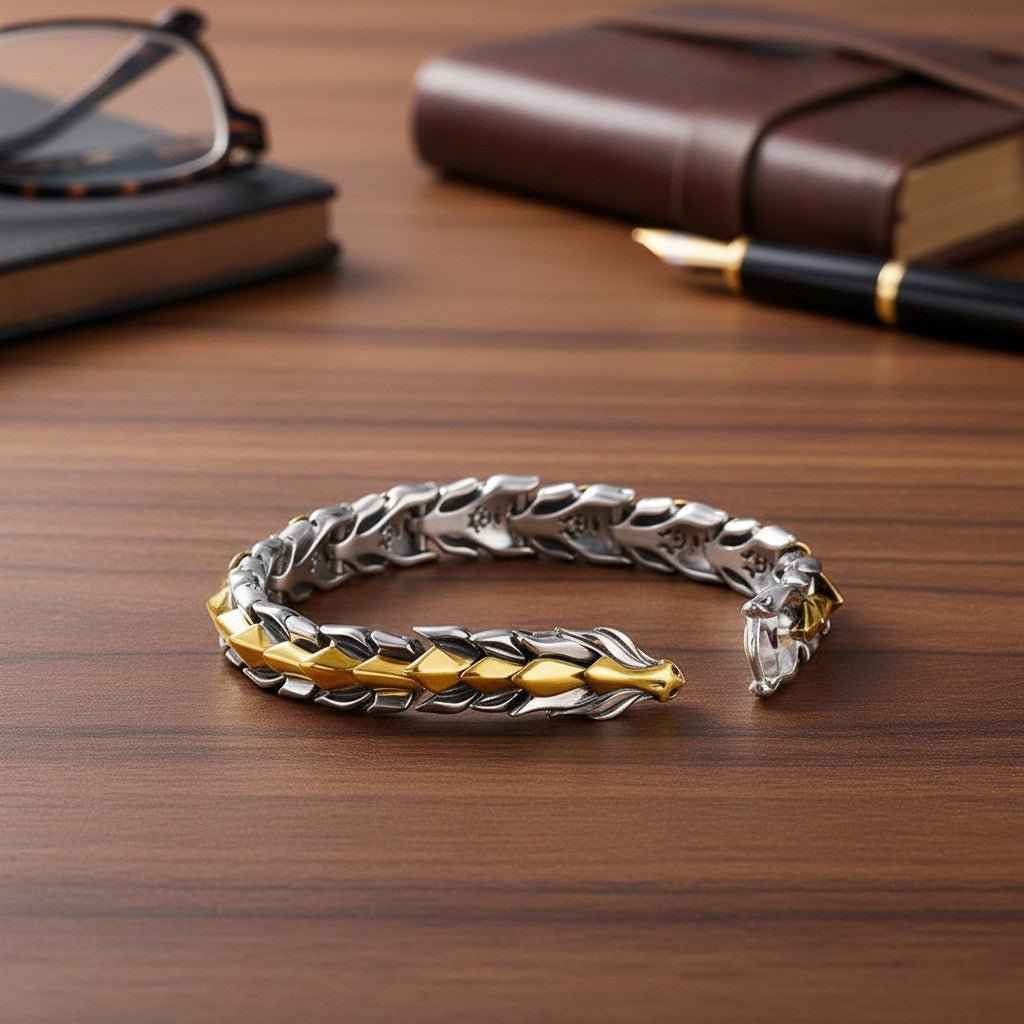Mens Dragon Scale Bracelet Alloy Metal Symmetrical Wrist Bangle Dashing Nova