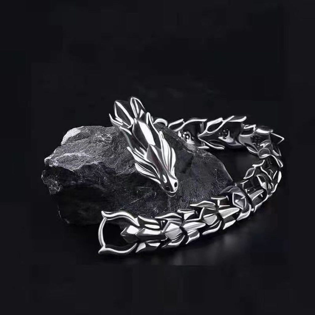 Mens Dragon Scale Bracelet Alloy Metal Symmetrical Wrist Bangle