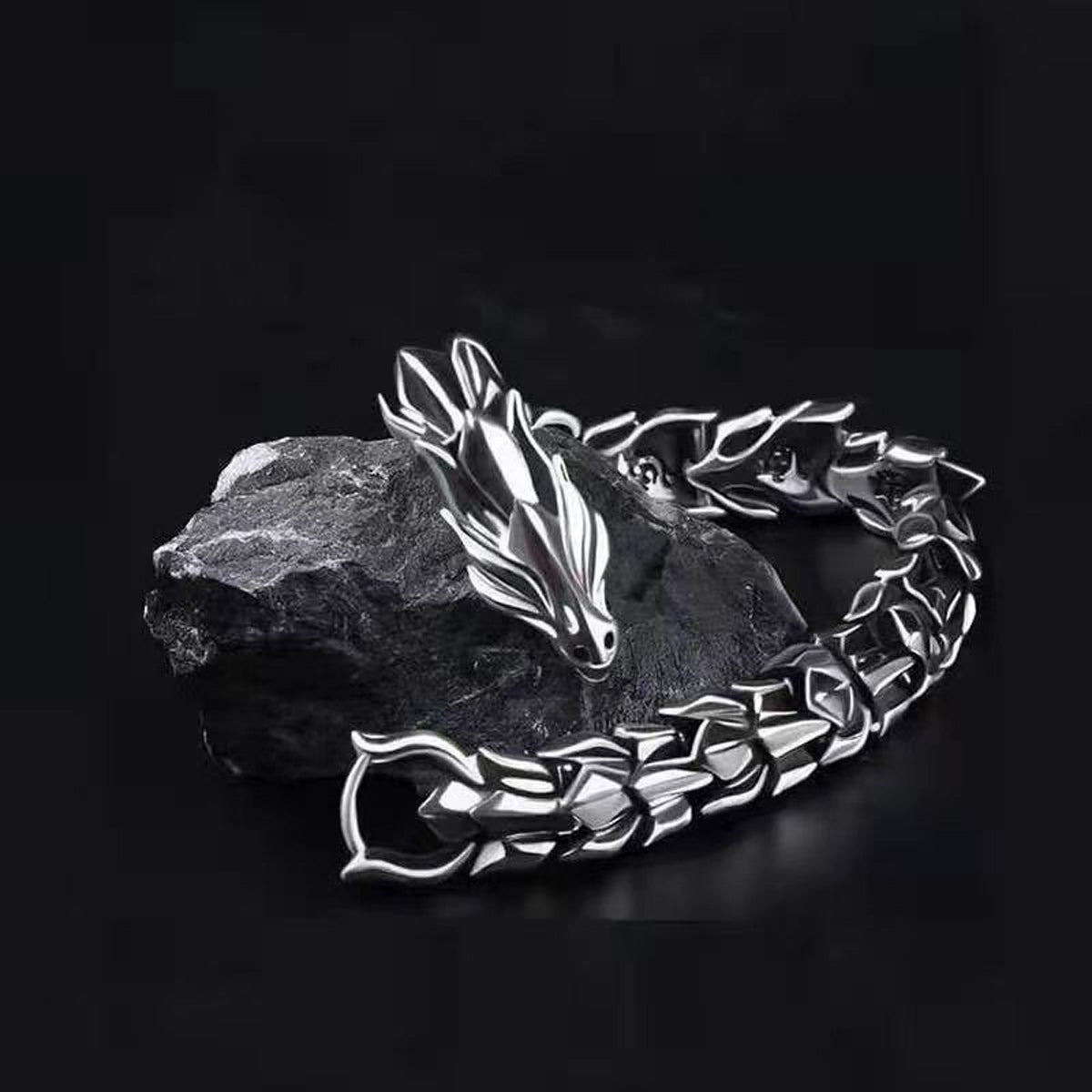 Mens Dragon Scale Bracelet Alloy Metal Symmetrical Wrist Bangle