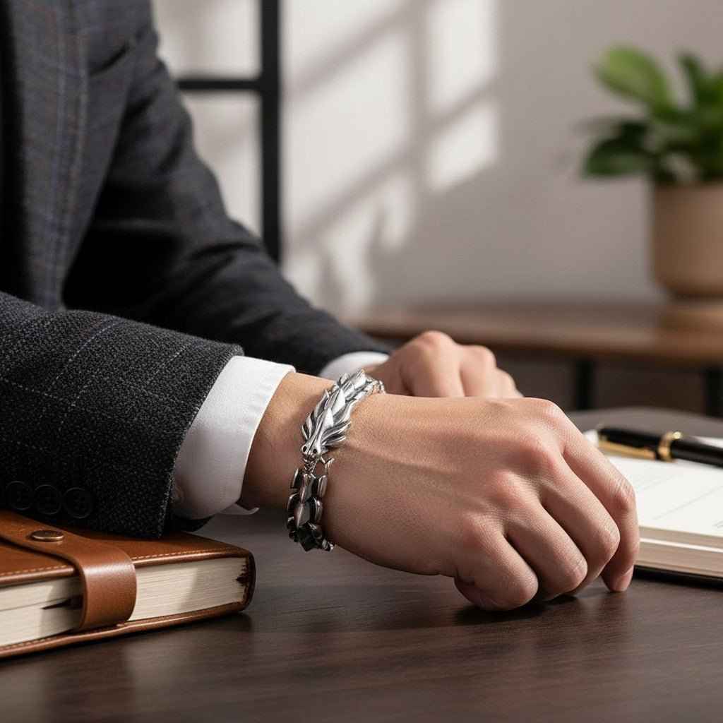 Mens Dragon Scale Bracelet Alloy Metal Symmetrical Wrist Bangle Dashing Nova