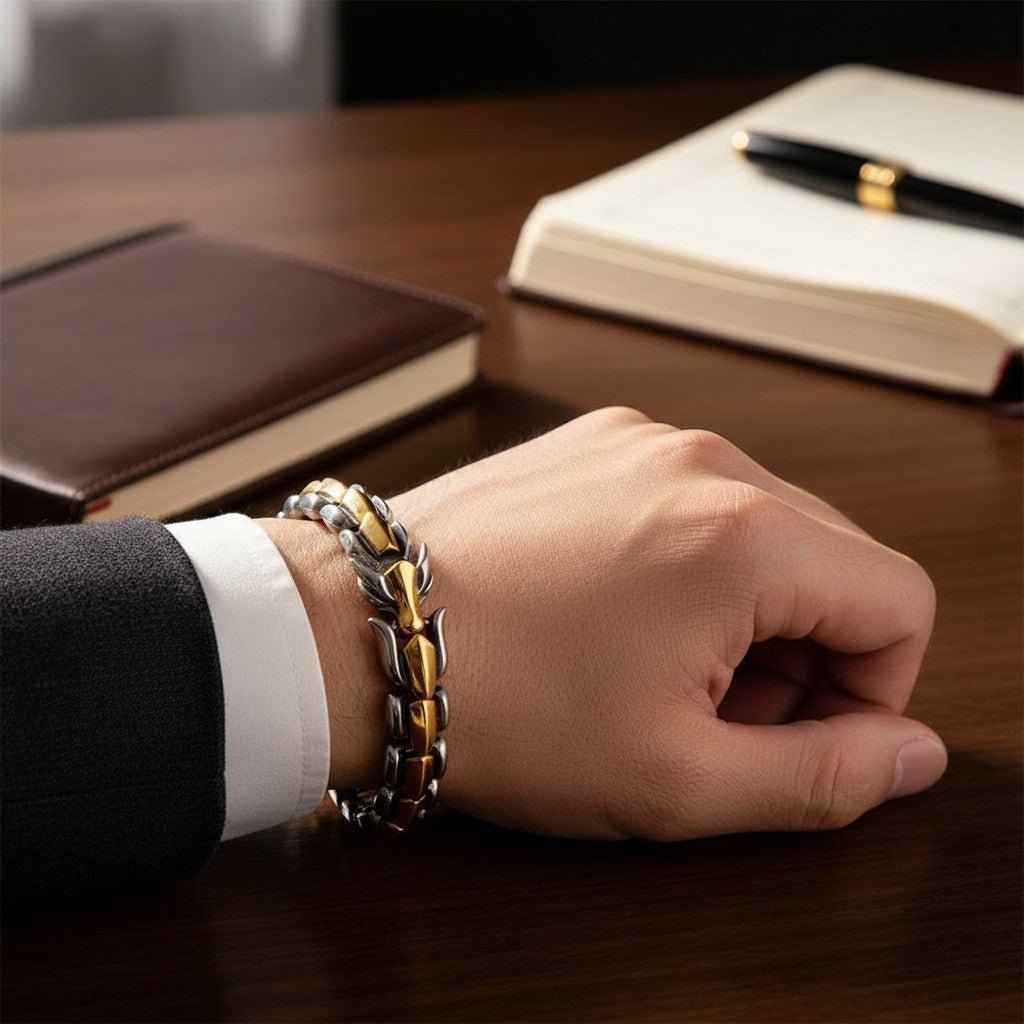 Mens Dragon Scale Bracelet Alloy Metal Symmetrical Wrist Bangle Dashing Nova