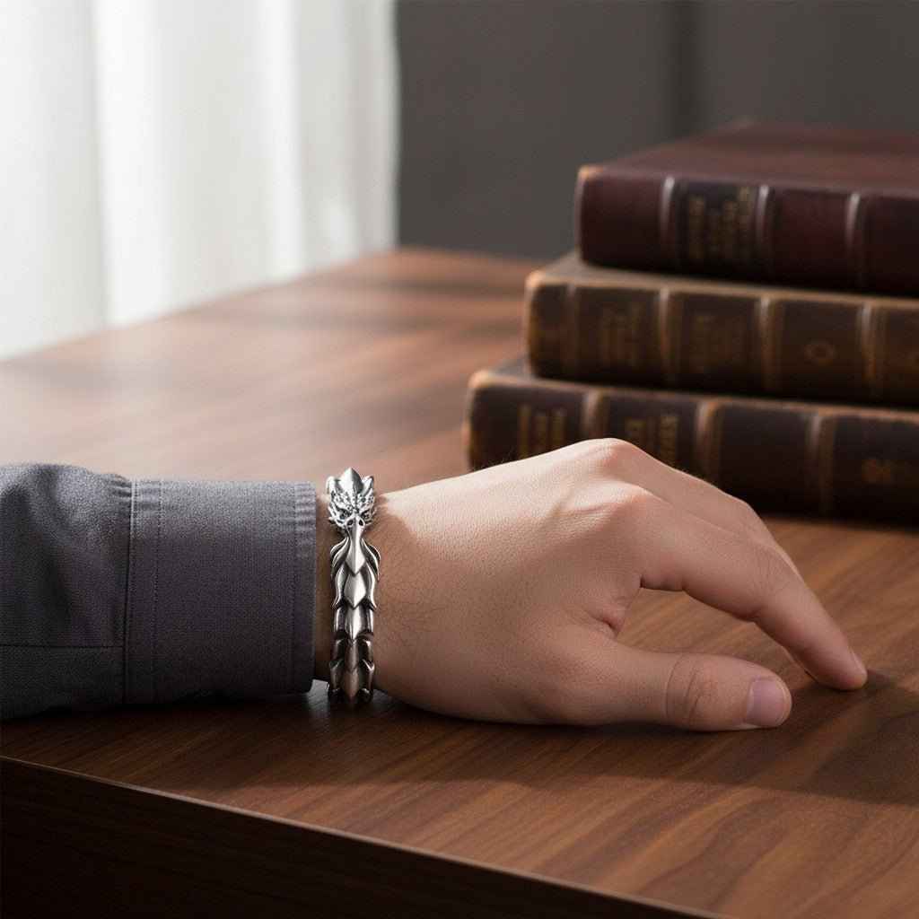 Mens Dragon Scale Bracelet Alloy Metal Symmetrical Wrist Bangle Dashing Nova