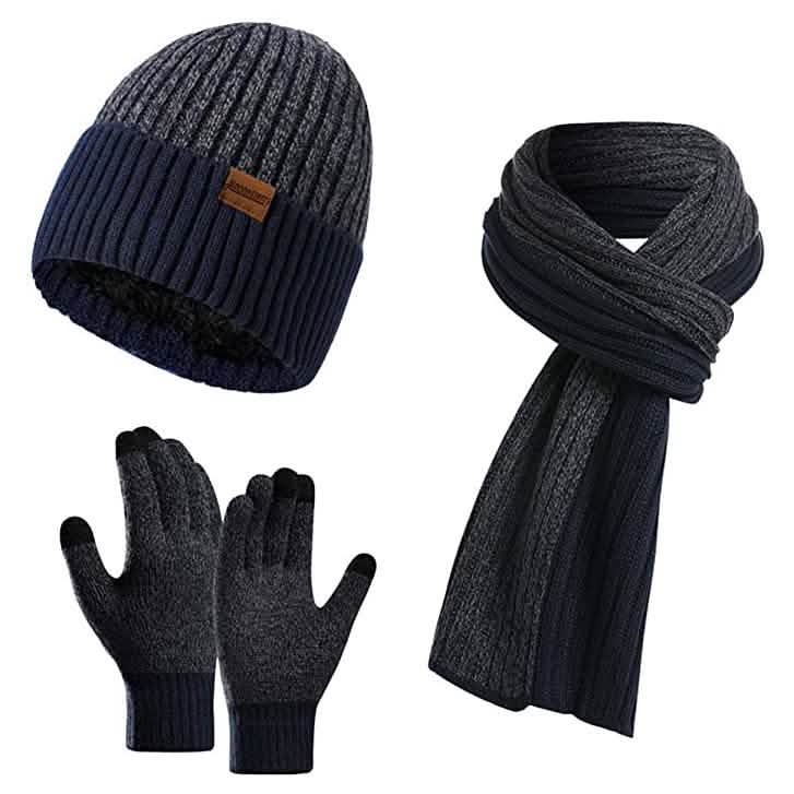 Men's Scarf and Beanie Hat Themal Gloves Set DailySale