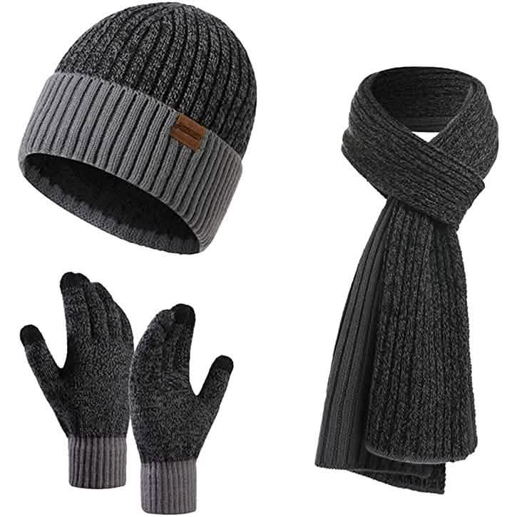 Men's Scarf and Beanie Hat Themal Gloves Set DailySale
