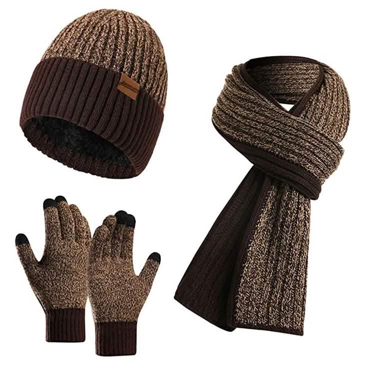 Men's Scarf and Beanie Hat Themal Gloves Set DailySale