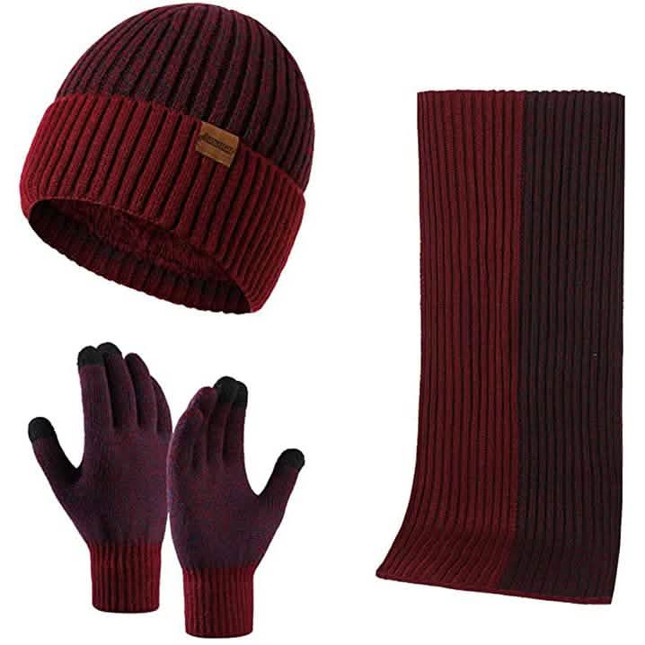 Men's Scarf and Beanie Hat Themal Gloves Set DailySale