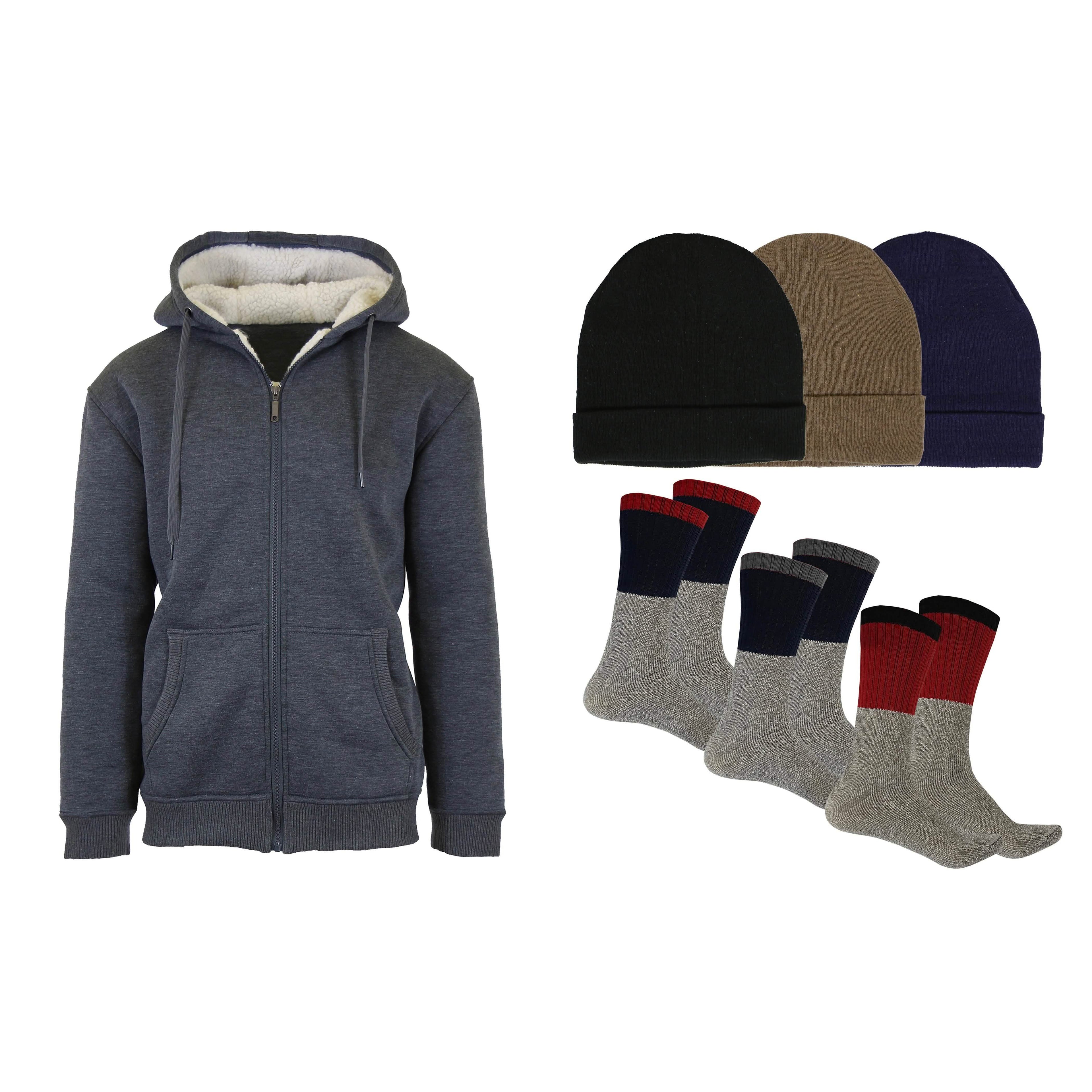 Men's Sherpa Hoodie, Fleece Lined Hat and Thermal Socks Gift Set DailySale