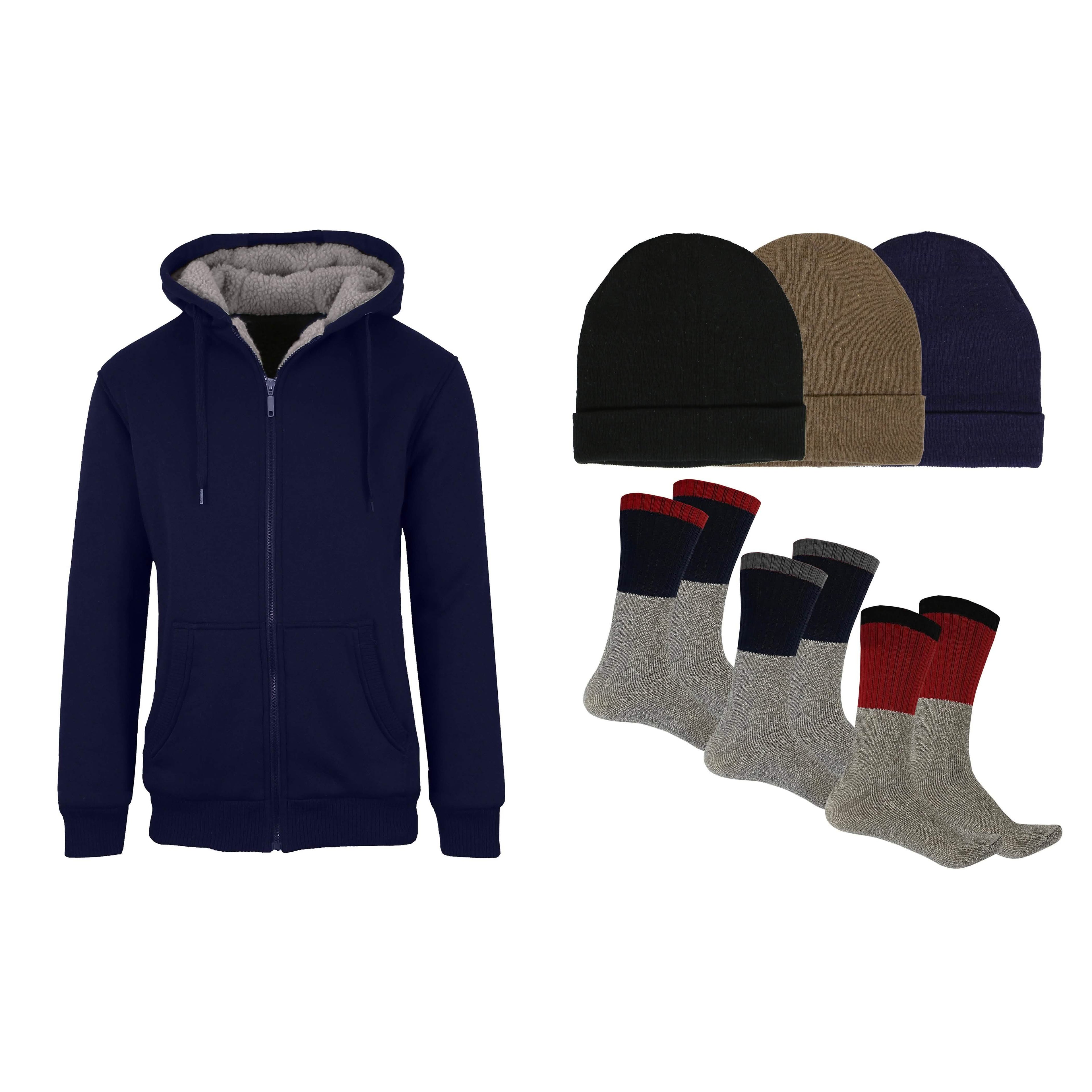 Men's Sherpa Hoodie, Fleece Lined Hat and Thermal Socks Gift Set DailySale