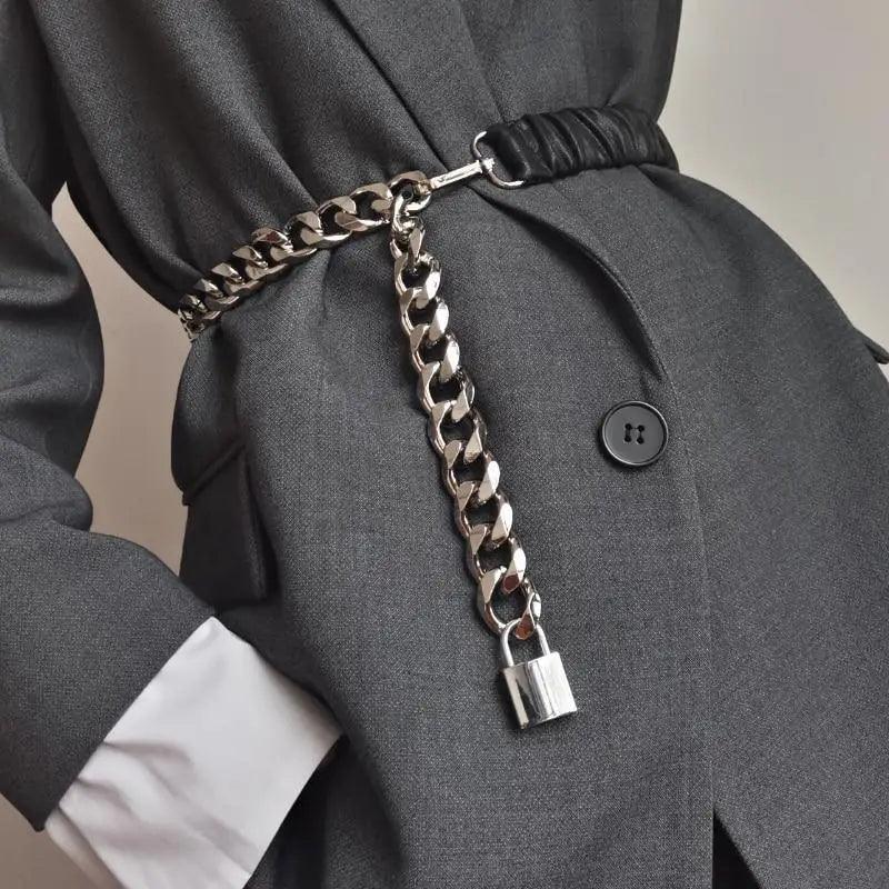 Metal Adjustable Chain Link Belts Fashion Belly Jewelry For Jeans Dresses Elegant Cool Style Lock Design Belts For Women Charming Belt