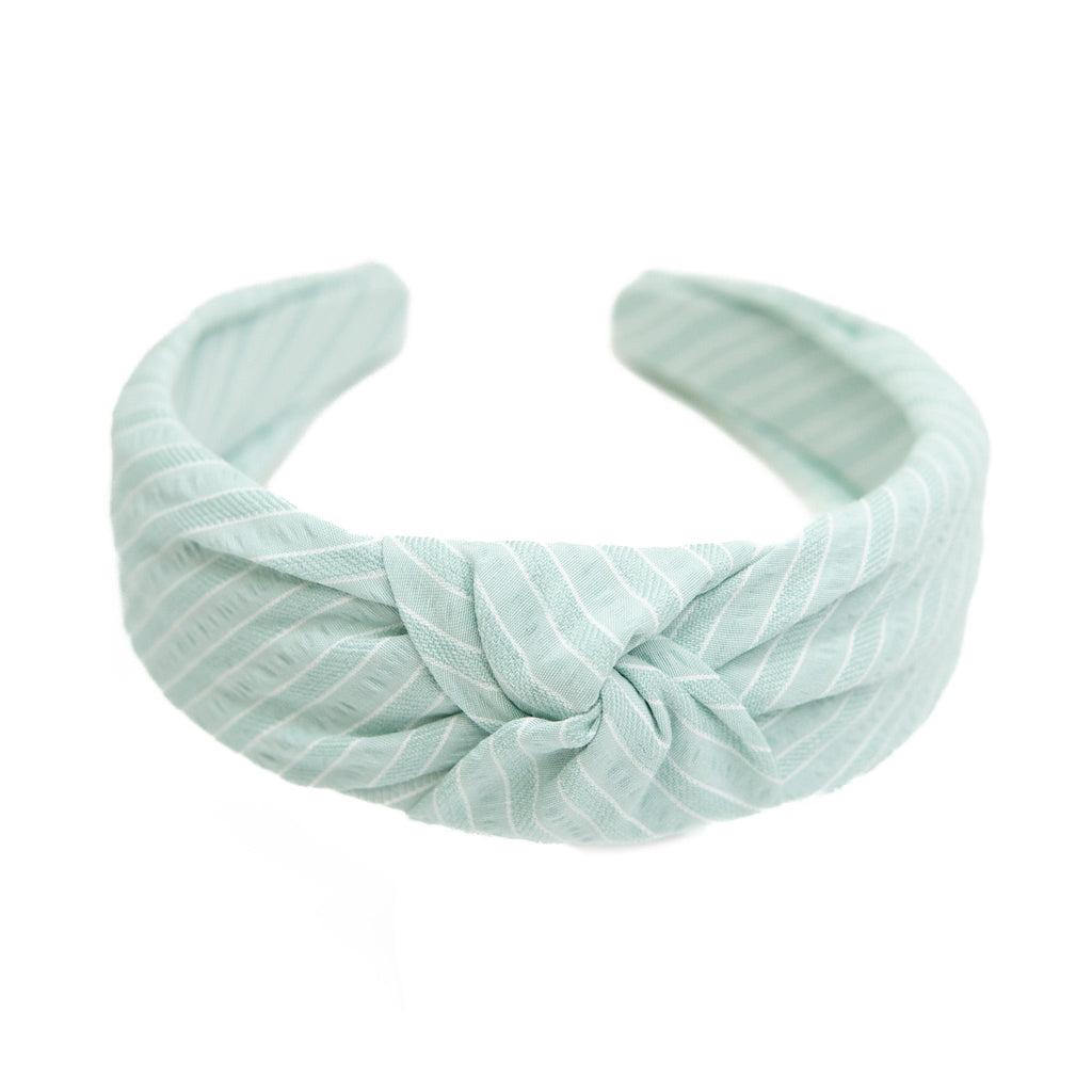 Mint Stripe - Knotted Headband