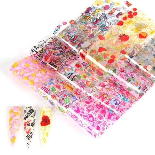 Mix Nail Art Transfer Foil Sticker Angles Decoration Nail Art Decals Design For Nails Wraps Follie Nail Foil Transfer Sticker Kit, Nail Art Decals Nail Foil Glass Paper Nail Decals Nail Wraps for Nail Art Decorations Supplies