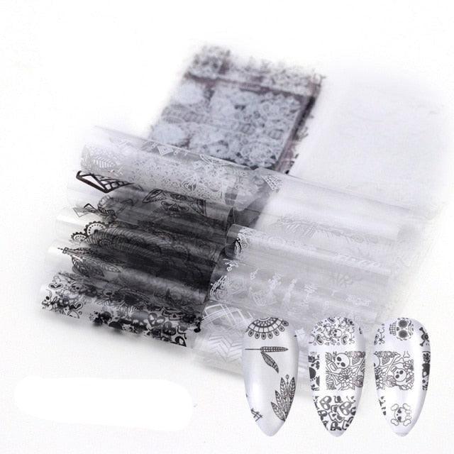 Mix Nail Art Transfer Foil Sticker Angles Decoration Nail Art Decals Design For Nails Wraps Follie Nail Foil Transfer Sticker Kit, Nail Art Decals Nail Foil Glass Paper Nail Decals Nail Wraps for Nail Art Decorations Supplies