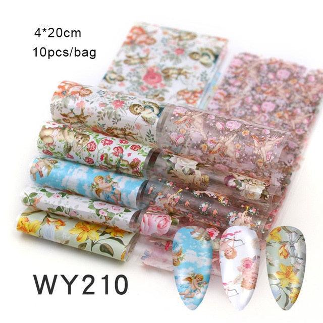 Mix Nail Art Transfer Foil Sticker Angles Decoration Nail Art Decals Design For Nails Wraps Follie Nail Foil Transfer Sticker Kit, Nail Art Decals Nail Foil Glass Paper Nail Decals Nail Wraps for Nail Art Decorations Supplies