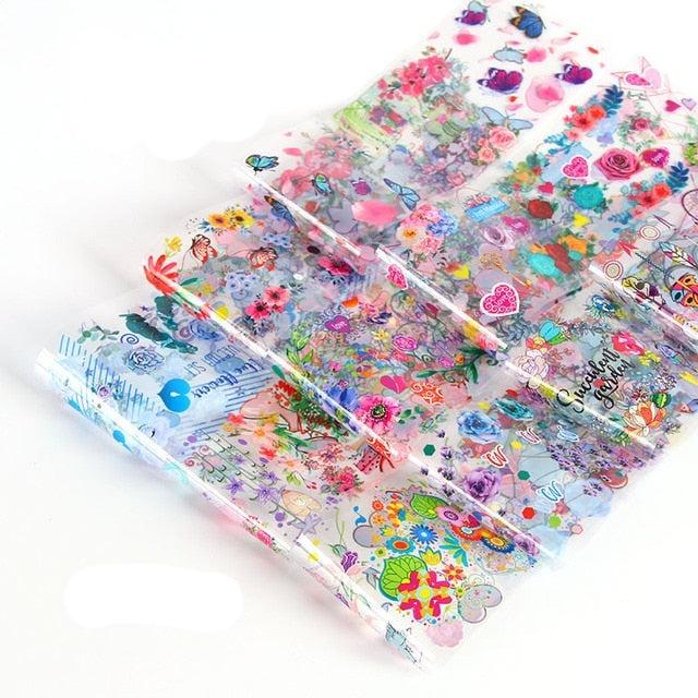 Mix Nail Art Transfer Foil Sticker Angles Decoration Nail Art Decals Design For Nails Wraps Follie Nail Foil Transfer Sticker Kit, Nail Art Decals Nail Foil Glass Paper Nail Decals Nail Wraps for Nail Art Decorations Supplies