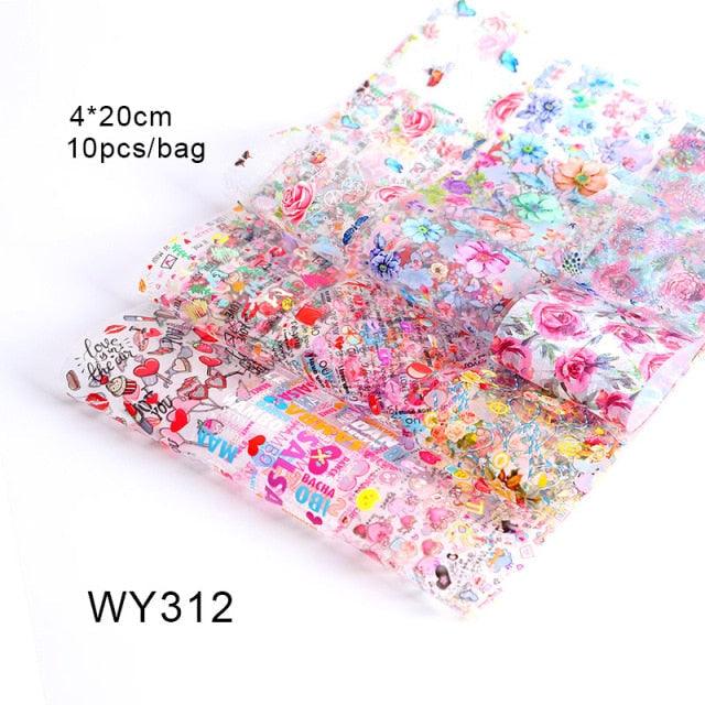 Mix Nail Art Transfer Foil Sticker Angles Decoration Nail Art Decals Design For Nails Wraps Follie Nail Foil Transfer Sticker Kit, Nail Art Decals Nail Foil Glass Paper Nail Decals Nail Wraps for Nail Art Decorations Supplies