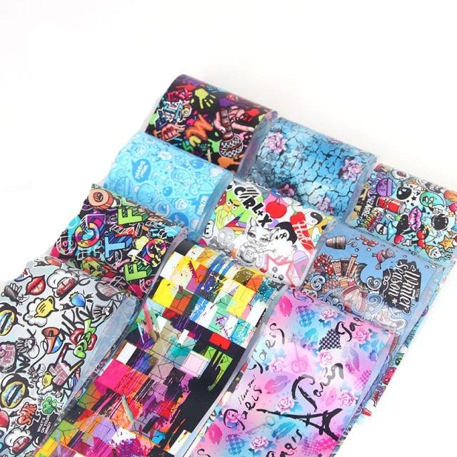 Mix Nail Art Transfer Foil Sticker Angles Decoration Nail Art Decals Design For Nails Wraps Follie Nail Foil Transfer Sticker Kit, Nail Art Decals Nail Foil Glass Paper Nail Decals Nail Wraps for Nail Art Decorations Supplies