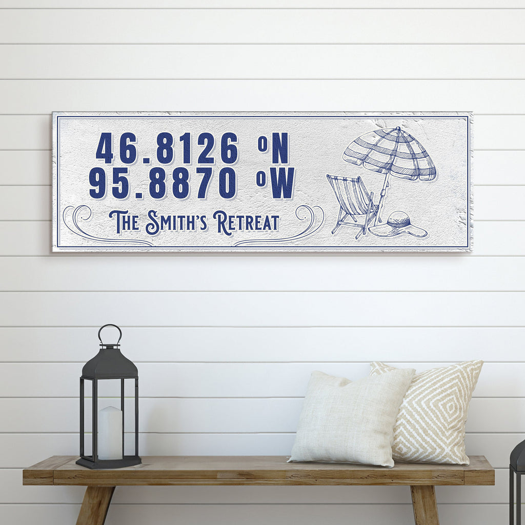 House Retreat Coordinates Sign