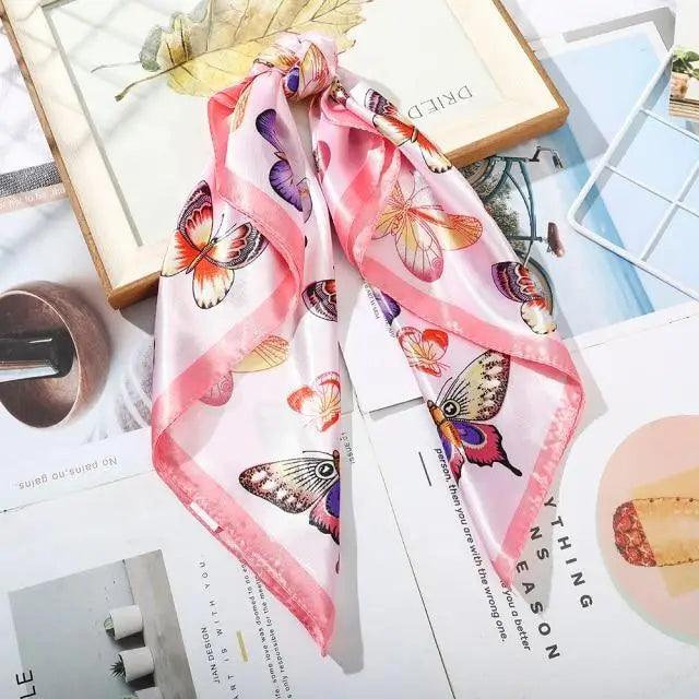 Multi-Functional Square Silk Scarf 60*60cm Headband Hairbands Hair Hoop Accessories For Women,Girl,Lady Head Neck Satin Scarf Handkerchief Stevvex