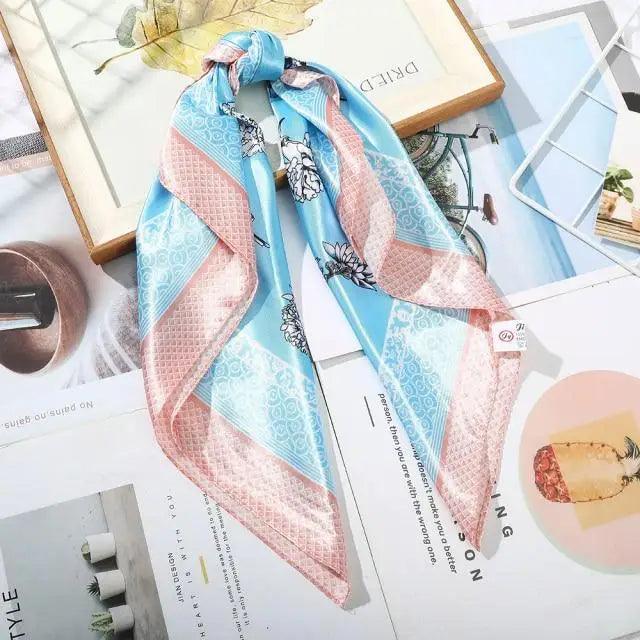 Multi-Functional Square Silk Scarf 60*60cm Headband Hairbands Hair Hoop Accessories For Women,Girl,Lady Head Neck Satin Scarf Handkerchief Stevvex