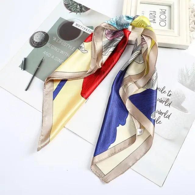 Multi-Functional Square Silk Scarf 60*60cm Headband Hairbands Hair Hoop Accessories For Women,Girl,Lady Head Neck Satin Scarf Handkerchief Stevvex