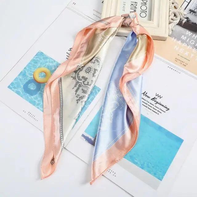 Multi-Functional Square Silk Scarf 60*60cm Headband Hairbands Hair Hoop Accessories For Women,Girl,Lady Head Neck Satin Scarf Handkerchief Stevvex