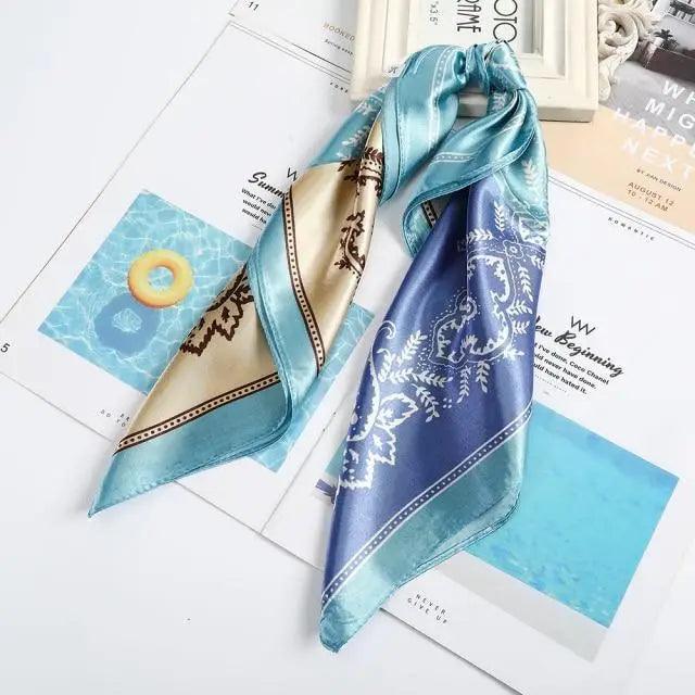 Multi-Functional Square Silk Scarf 60*60cm Headband Hairbands Hair Hoop Accessories For Women,Girl,Lady Head Neck Satin Scarf Handkerchief Stevvex