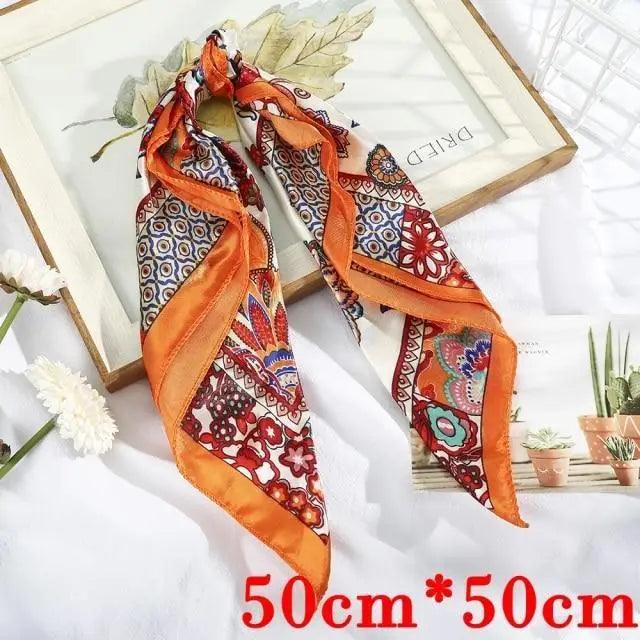 Multi-Functional Square Silk Scarf 60*60cm Headband Hairbands Hair Hoop Accessories For Women,Girl,Lady Head Neck Satin Scarf Handkerchief Stevvex