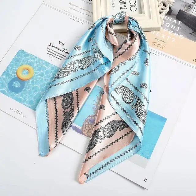 Multi-Functional Square Silk Scarf 60*60cm Headband Hairbands Hair Hoop Accessories For Women,Girl,Lady Head Neck Satin Scarf Handkerchief Stevvex