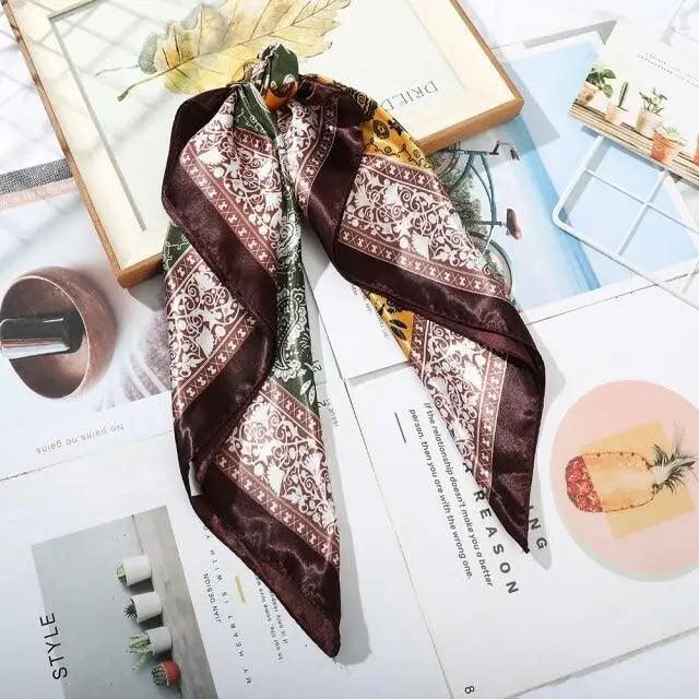 Multi-Functional Square Silk Scarf 60*60cm Headband Hairbands Hair Hoop Accessories For Women,Girl,Lady Head Neck Satin Scarf Handkerchief Stevvex