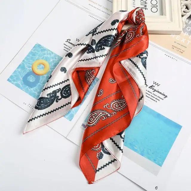 Multi-Functional Square Silk Scarf 60*60cm Headband Hairbands Hair Hoop Accessories For Women,Girl,Lady Head Neck Satin Scarf Handkerchief Stevvex