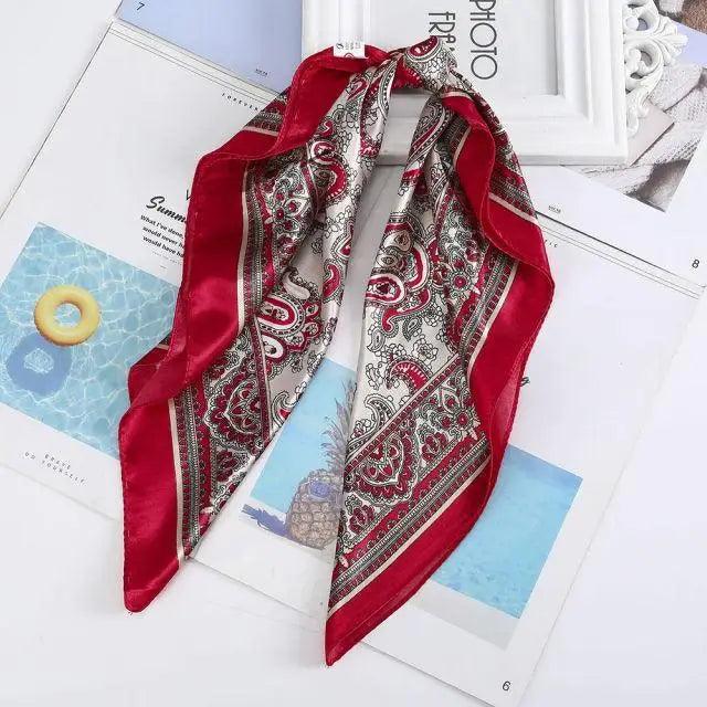 Multi-Functional Square Silk Scarf 60*60cm Headband Hairbands Hair Hoop Accessories For Women,Girl,Lady Head Neck Satin Scarf Handkerchief Stevvex
