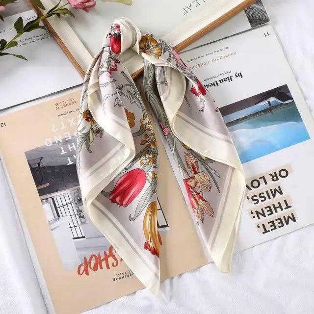 Multi-Functional Square Silk Scarf 60*60cm Headband Hairbands Hair Hoop Accessories For Women,Girl,Lady Head Neck Satin Scarf Handkerchief Stevvex
