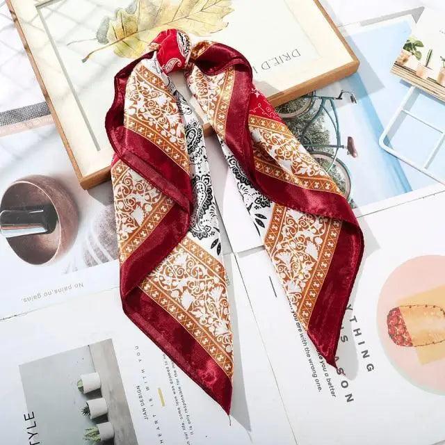 Multi-Functional Square Silk Scarf 60*60cm Headband Hairbands Hair Hoop Accessories For Women,Girl,Lady Head Neck Satin Scarf Handkerchief Stevvex