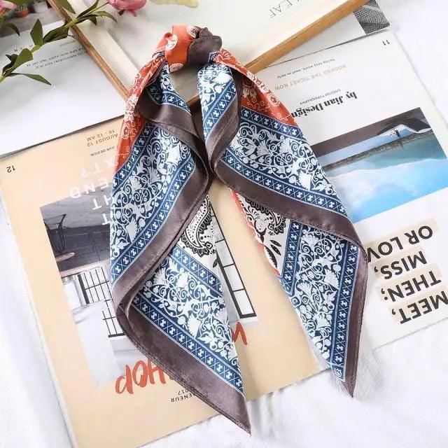 Multi-Functional Square Silk Scarf 60*60cm Headband Hairbands Hair Hoop Accessories For Women,Girl,Lady Head Neck Satin Scarf Handkerchief Stevvex