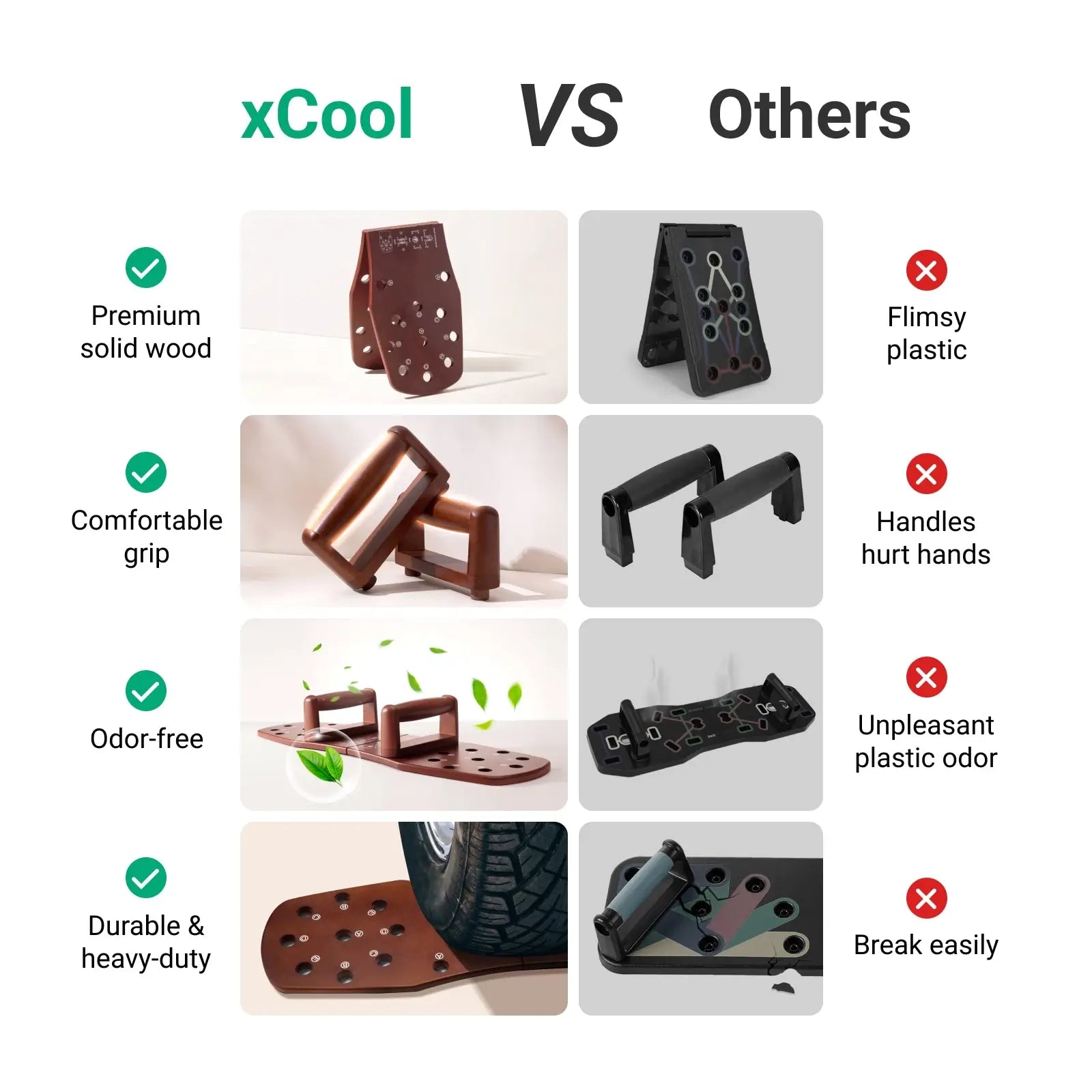 xCool Multifunction Portable Wooden Push-up Board Cool Gadget