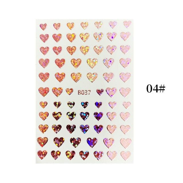 Nail Art 3D Stickers Black White Gold Love Hearts Pattern Nail Decals Manicures Nails Design Adhesive Wraps Tip Decoration Manicure Woman Decoration Nail Art Nail Ornament Self Adhesive Nail Decals Colorful Nail Sticker Jewelry Design For Nails Sliders