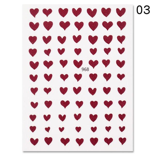 Nail Art 3D Stickers Black White Gold Love Hearts Pattern Nail Decals Manicures Nails Design Adhesive Wraps Tip Decoration Manicure Woman Decoration Nail Art Nail Ornament Self Adhesive Nail Decals Colorful Nail Sticker Jewelry Design For Nails Sliders