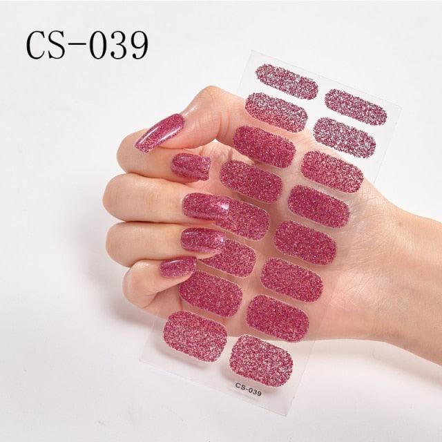 Nail Art Full Cover Self Adhesive Stickers Polish Foils Tips Wraps Solid color Shiny Nail Decals Manicure 3D Nail Art Stickers Decal Slider Template Diy Nail Tool Decorations Nail Art Design Self Adhesive Luxury Designer Nail Sticker