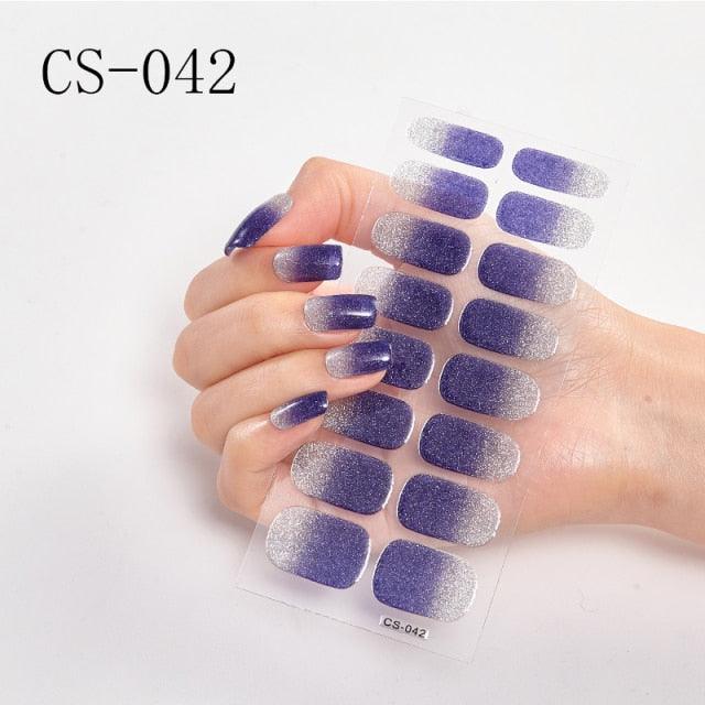 Nail Art Full Cover Self Adhesive Stickers Polish Foils Tips Wraps Solid color Shiny Nail Decals Manicure 3D Nail Art Stickers Decal Slider Template Diy Nail Tool Decorations Nail Art Design Self Adhesive Luxury Designer Nail Sticker