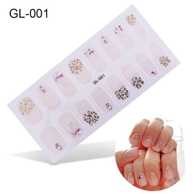 Nail Art Full Cover Self Adhesive Stickers Polish Foils Tips Wraps Solid color Shiny Nail Decals Manicure 3D Nail Art Stickers Decal Slider Template Diy Nail Tool Decorations Nail Art Design Self Adhesive Luxury Designer Nail Sticker