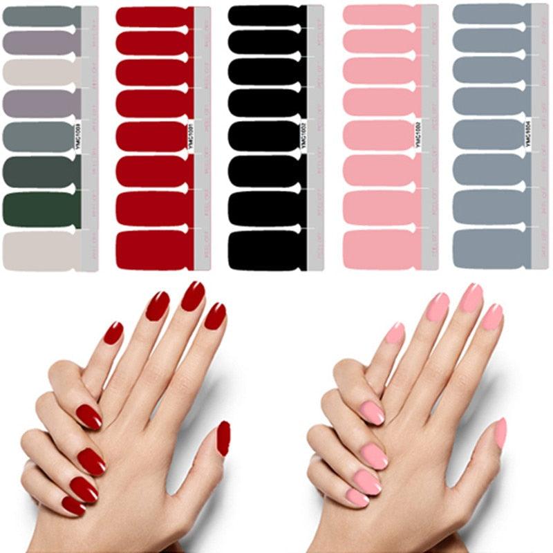 Nail Art Full Cover Self Adhesive Stickers Polish Foils Tips Wraps Solid color Shiny Nail Decals Manicure 3D Nail Art Stickers Decal Slider Template Diy Nail Tool Decorations Nail Art Design Self Adhesive Luxury Designer Nail Sticker