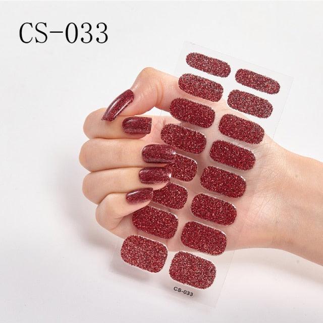 Nail Art Full Cover Self Adhesive Stickers Polish Foils Tips Wraps Solid color Shiny Nail Decals Manicure 3D Nail Art Stickers Decal Slider Template Diy Nail Tool Decorations Nail Art Design Self Adhesive Luxury Designer Nail Sticker